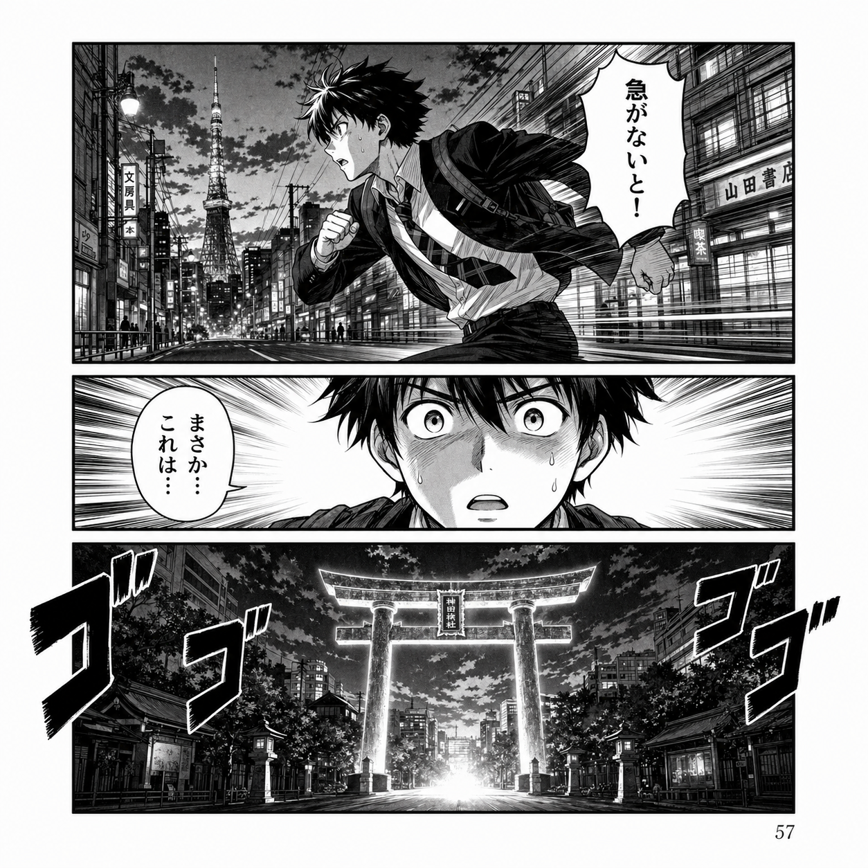 black and white Japanese manga page