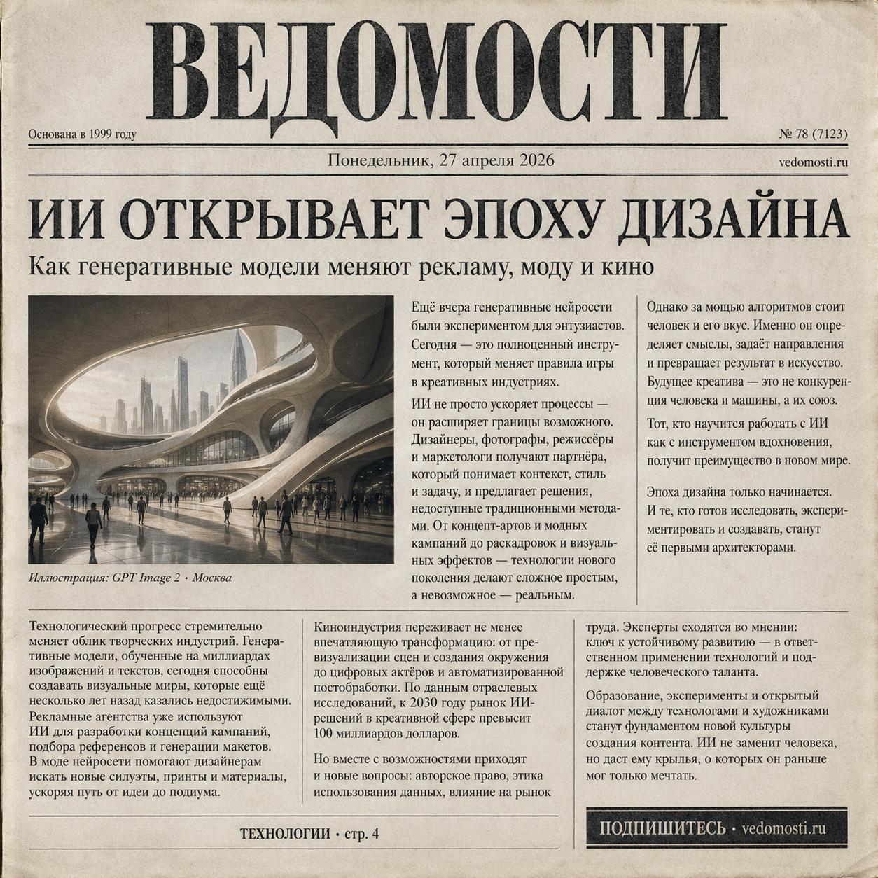 Russian newspaper front page